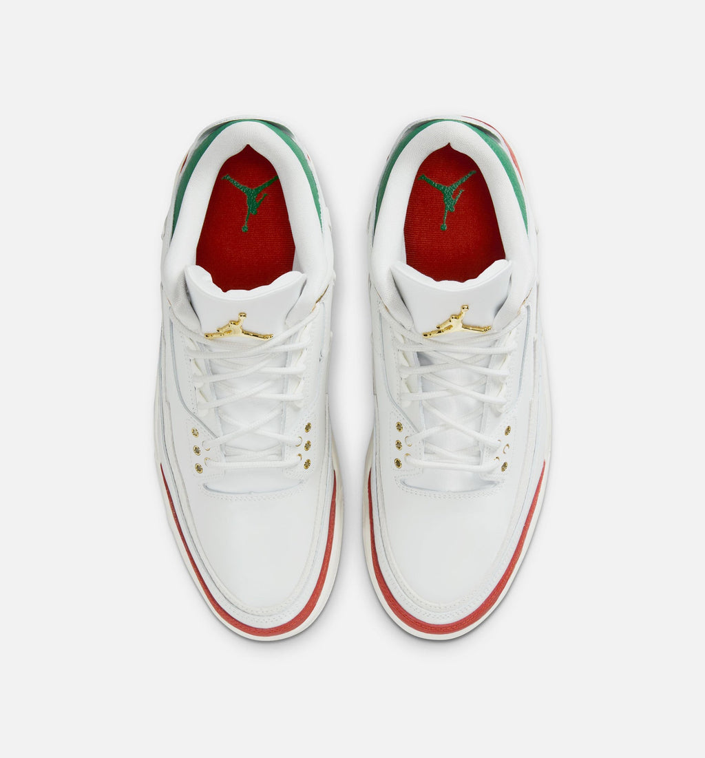 Air Jordan 3 Retro El Vuelo Men's Shoes - Summit White Pine Green Dragon Red Metallic Gold