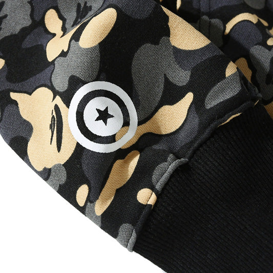 BAPE Black Camo Double-Hood Shark Zip Hoodie