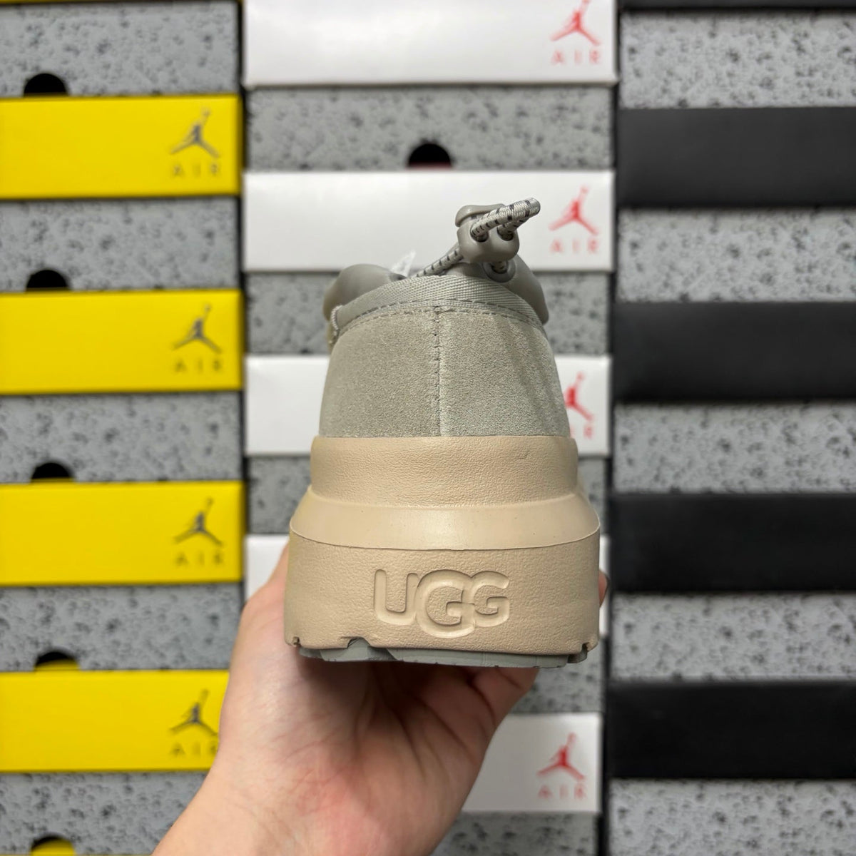 UGG Tasman Weather Hybrid Slip-On – Waterproof Suede Shoe with Shearling Lining, Drawstring Collar & All-Terrain Lug Sole in Grey