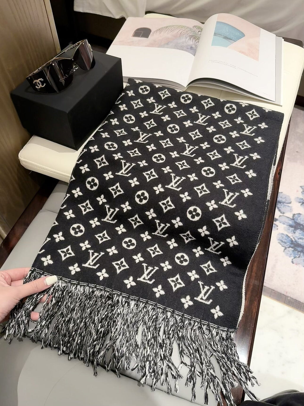 Louis Vuitton Style Checkerboard Monogram Scarf