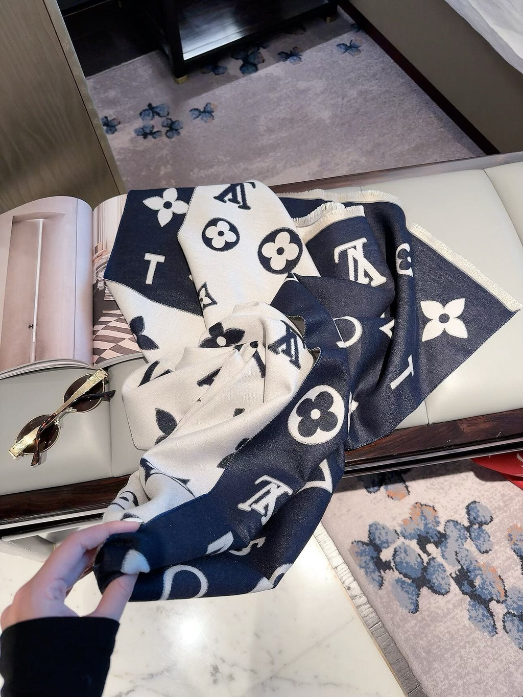 Louis Vuitton Style Oversized Motif Scarf