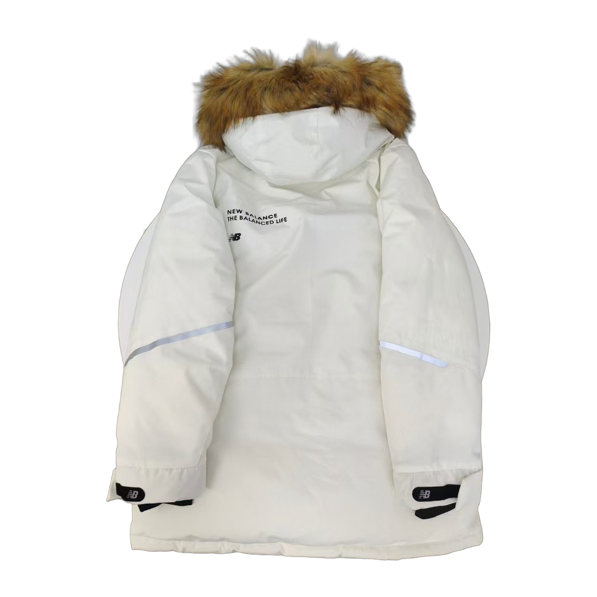 New Balance Fur-Trim Hooded Utility Jacket in White
