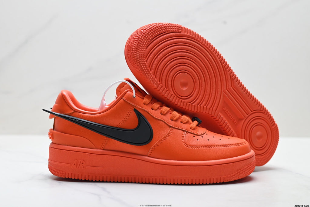 Nike Air Force 1 Low Orange Black Unisex Sneakers Style 13