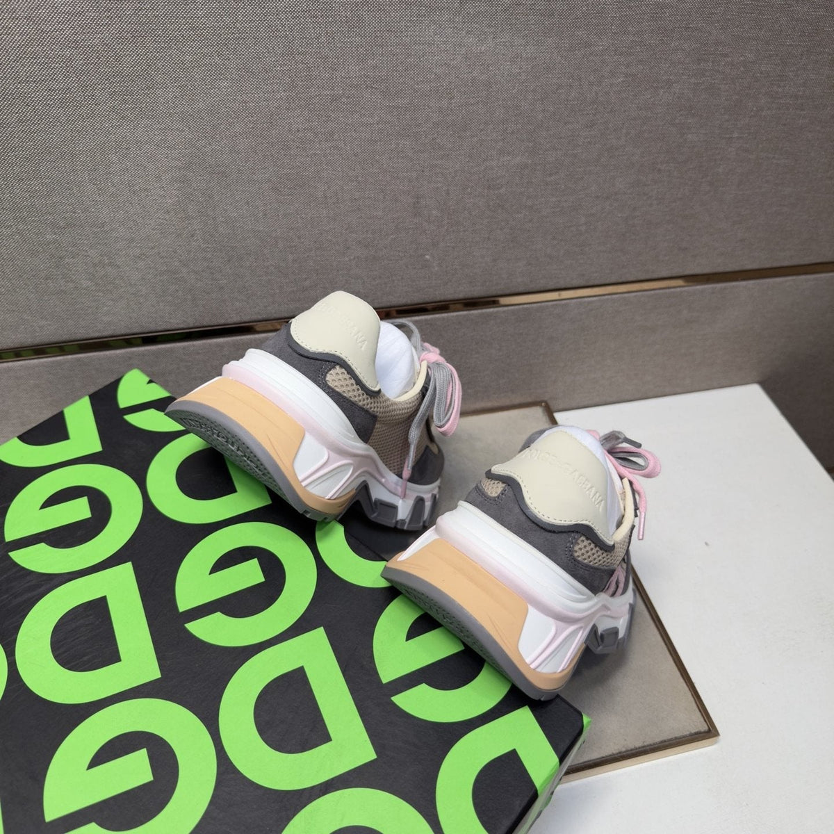 Dolce & Gabbana Gray, Cream and Pink Sneakers