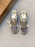 Brunello Cucinelli Gray and Taupe Low-Top Sneakers