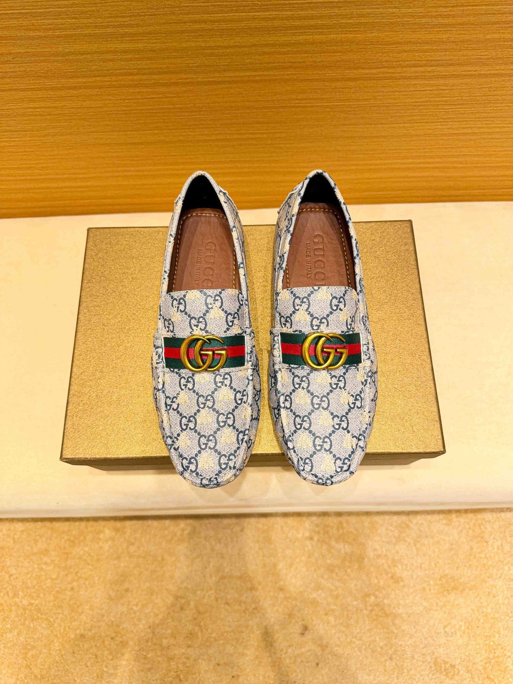 Gucci Monogram Stripe Slip-On Loafers