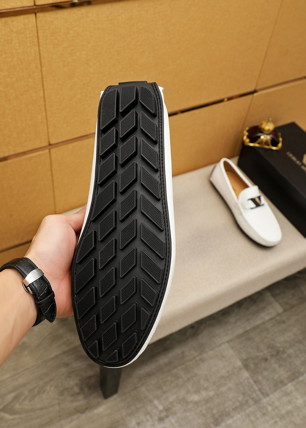 Prada White Metal-Buckle Loafers