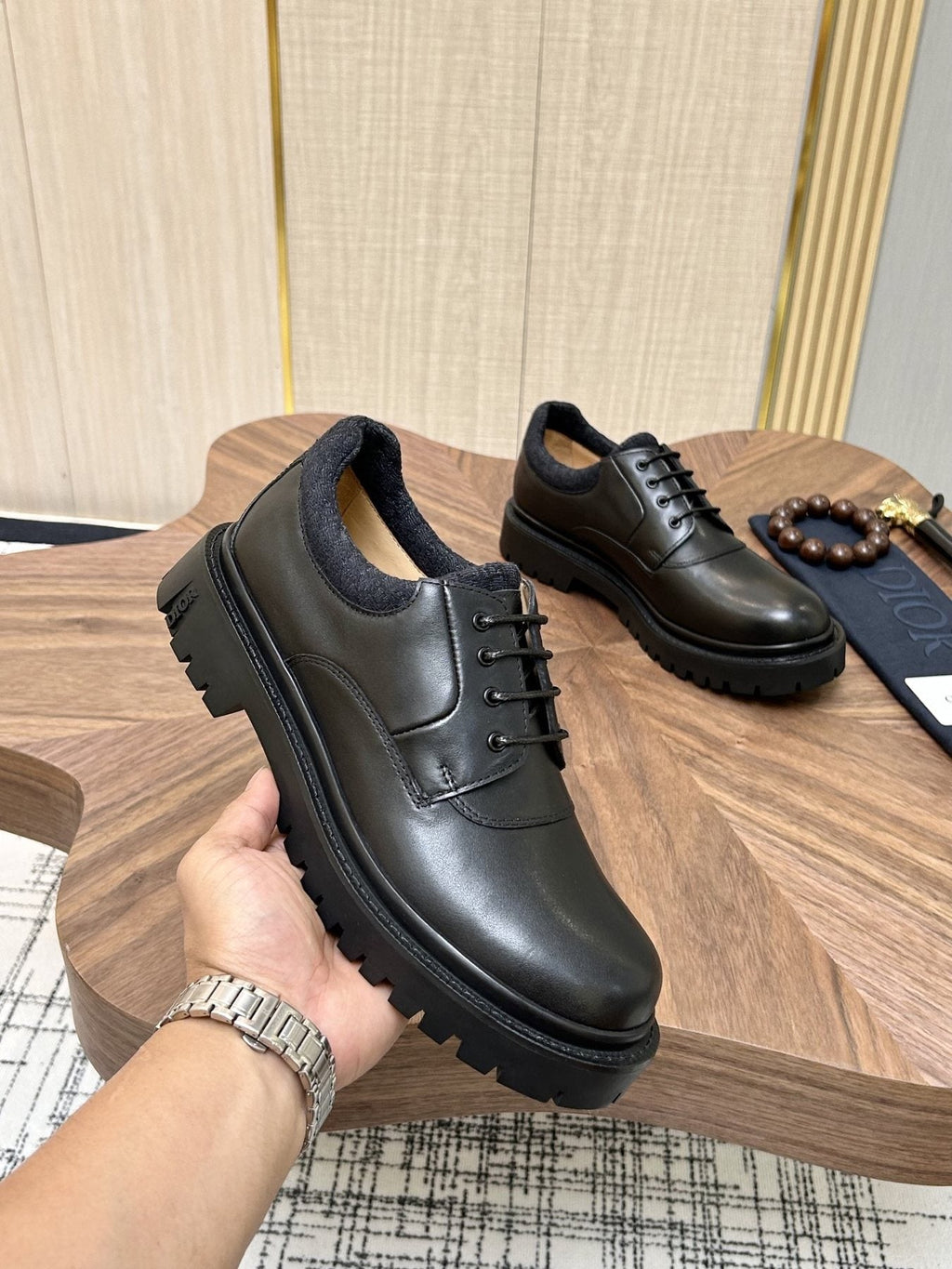 Dior Black Lug Sole Lace-Up Shoes