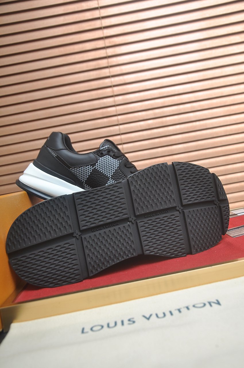 Louis Vuitton Black and Gray Checker Sneakers