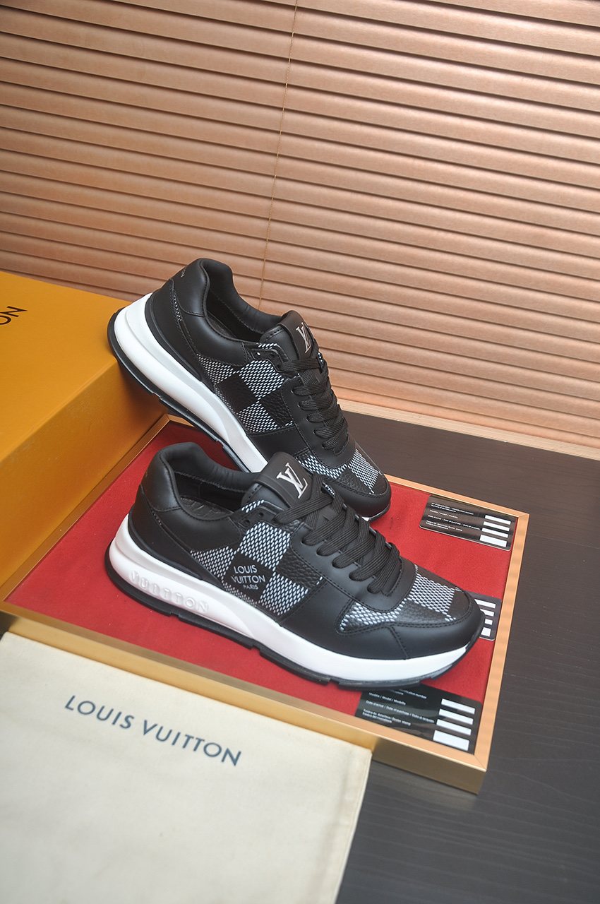 Louis Vuitton Black and Gray Checker Sneakers