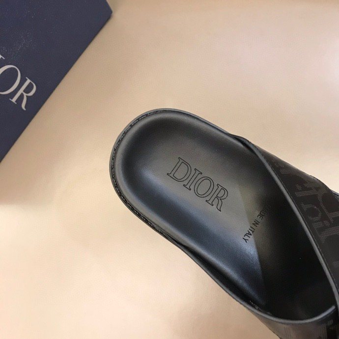 Dior Men's Black Crisscross Slide Sandals