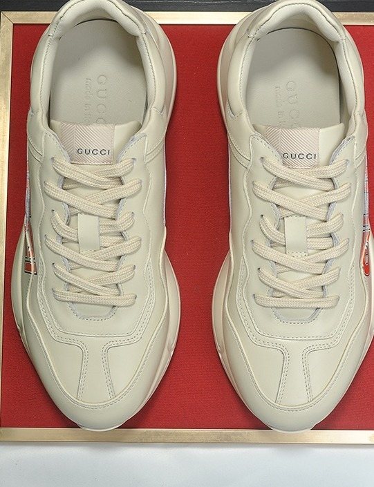 Gucci Ivory White Red Logo Sneakers