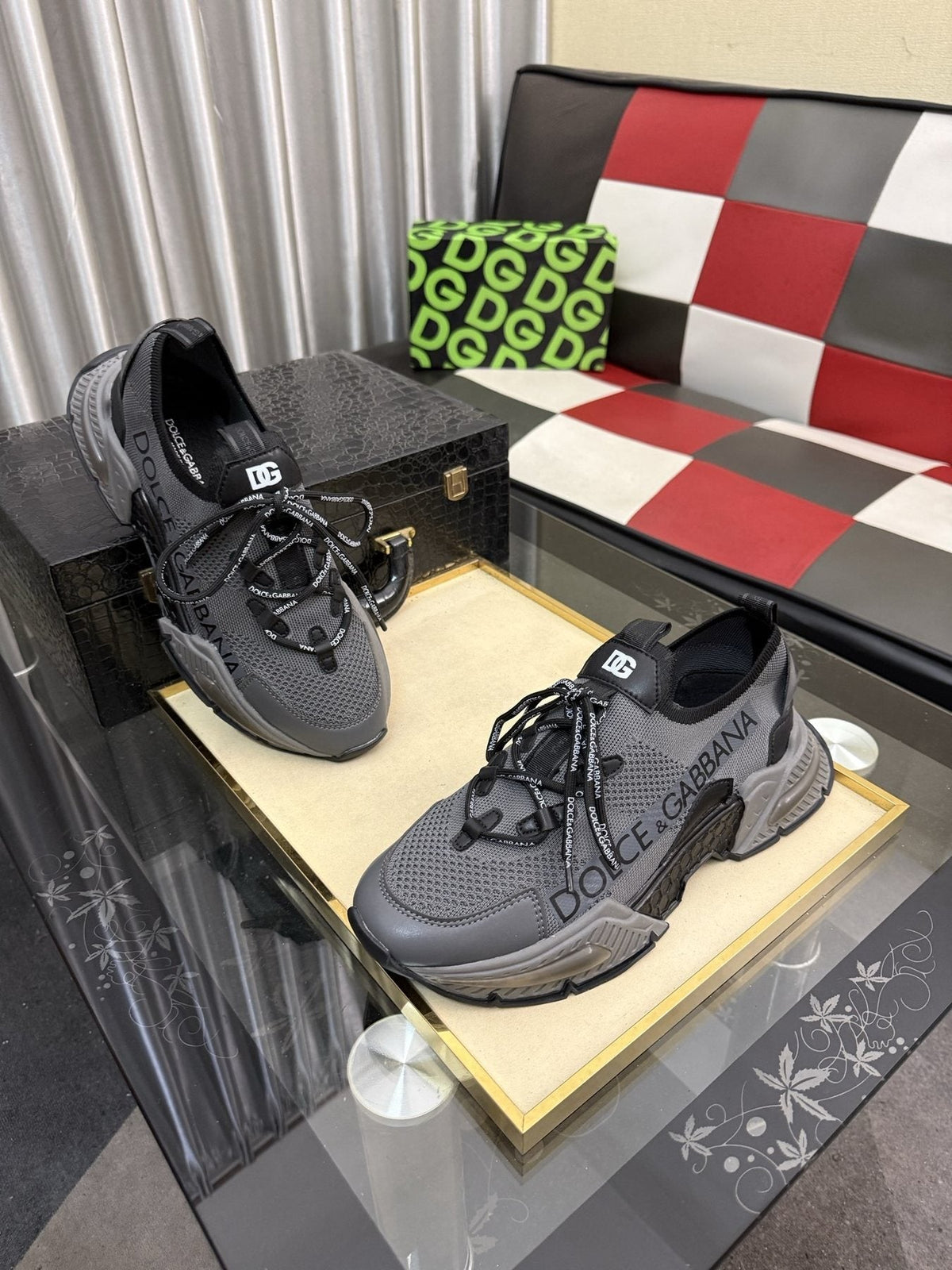 Dolce & Gabbana Gray and Black Chunky Sneakers