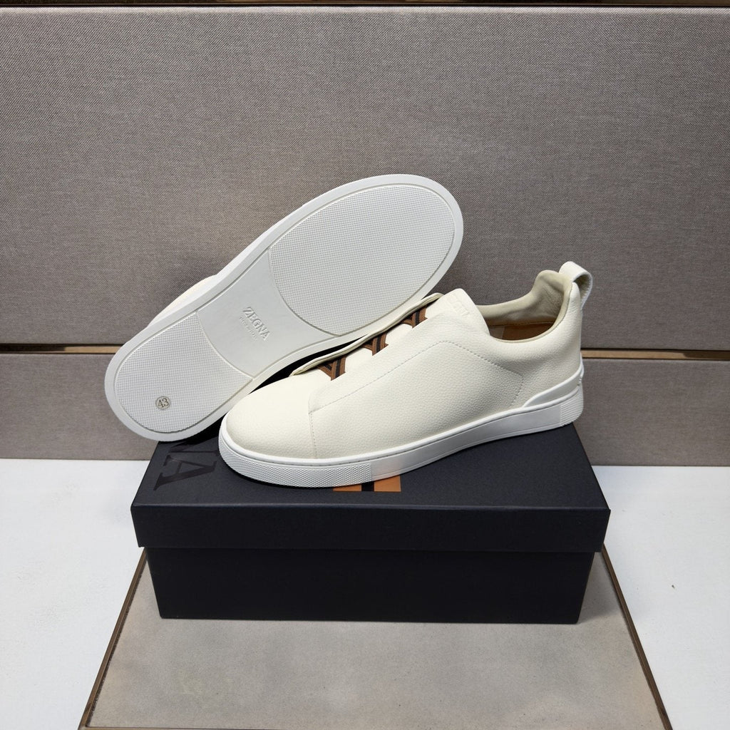 Zegna Men's Brown Lace Low-Top Sneakers