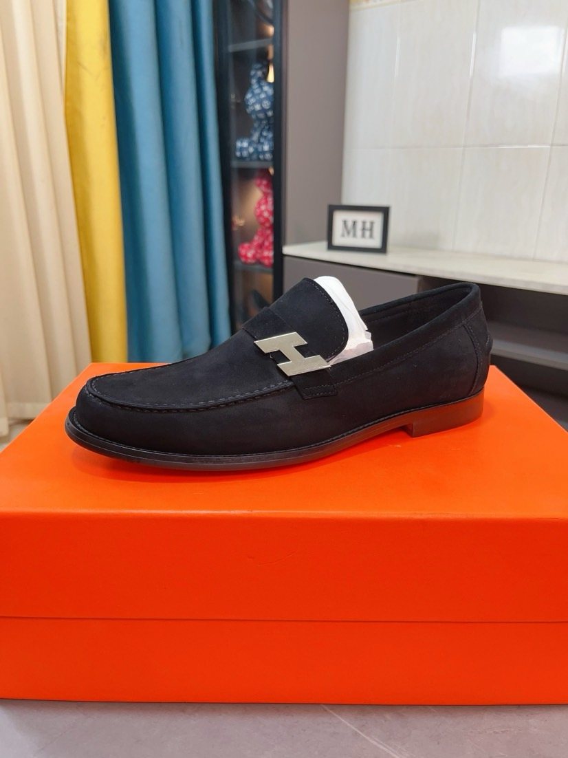 Hermès Black H-Hardware Loafers - Rubber Outsole
