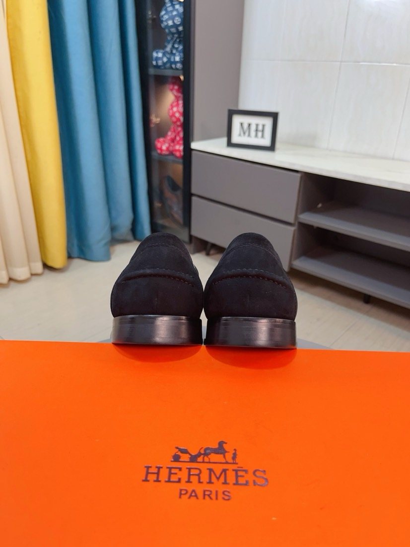 Hermès Black H-Hardware Loafers - Rubber Outsole