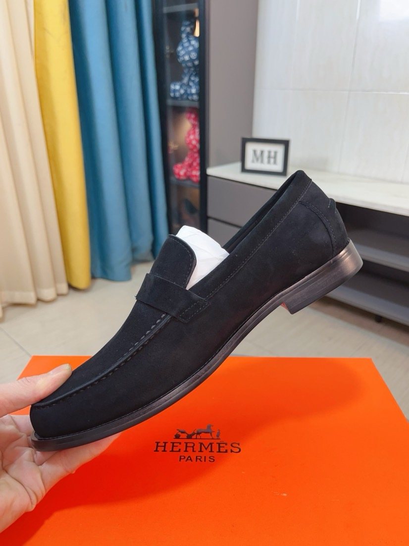 Hermès Black H-Hardware Loafers - Rubber Outsole