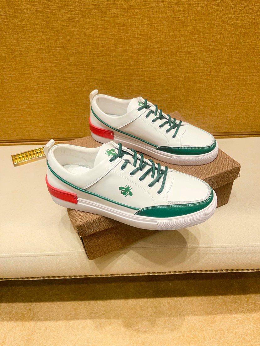 White Green and Red Low-Top Sneakers