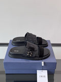 Dior Men's Dark Gray Patterned Slide Sandals