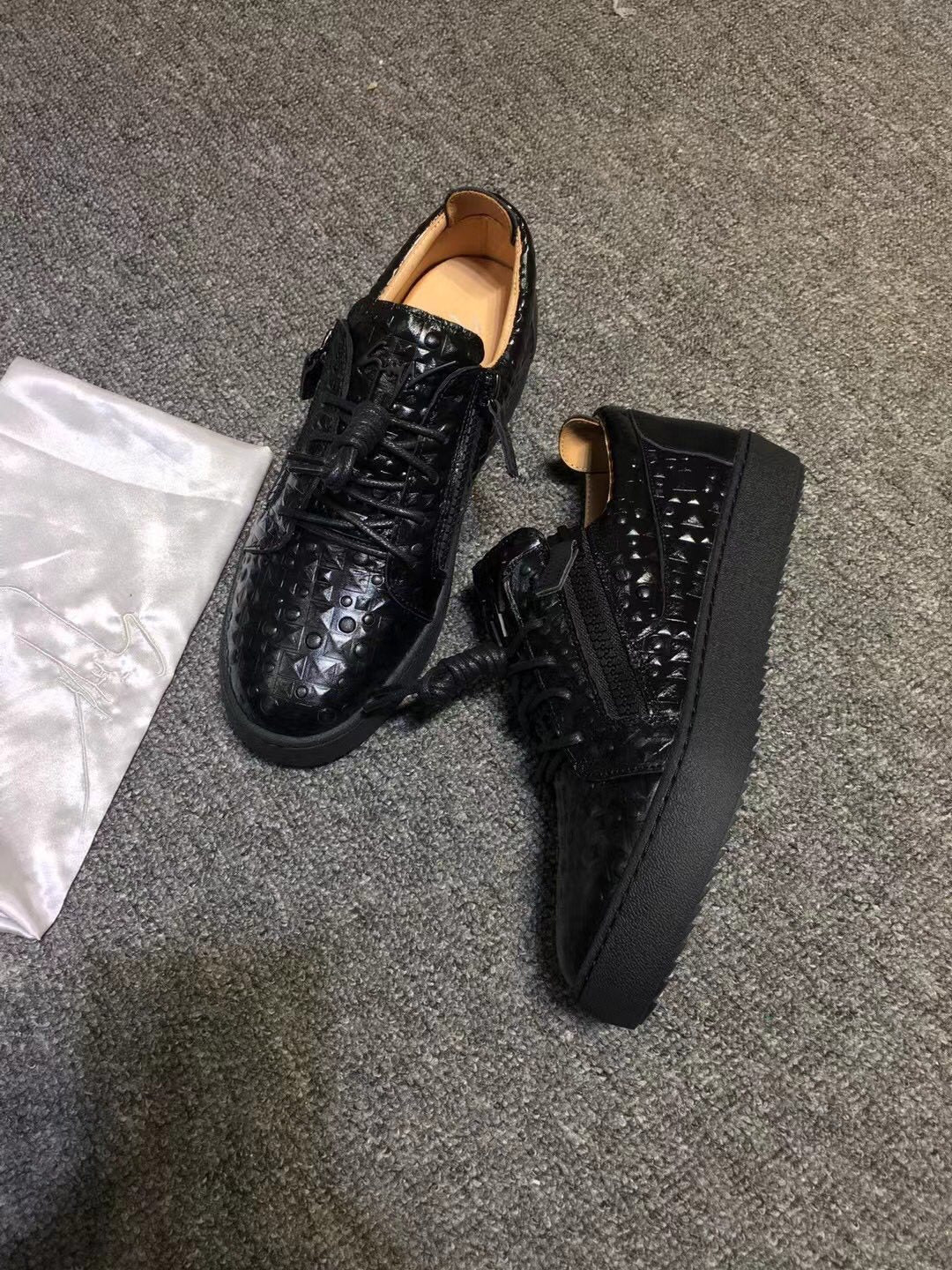 Giuseppe Zanotti Black Perforated Low-Top Sneakers