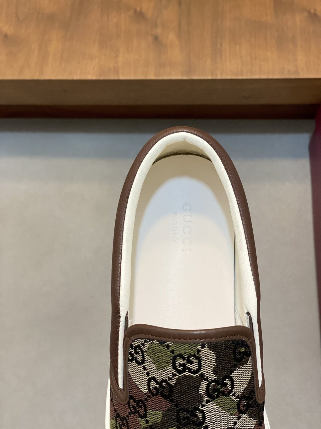 Gucci Brown Floral Slip-On Sneakers