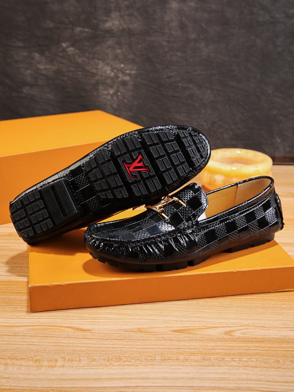 Louis Vuitton Men's Black Buckle Driving Loafers