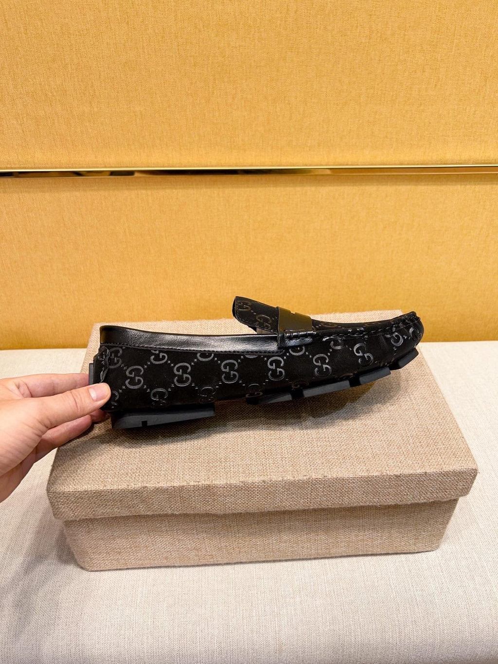 Gucci Men's Black Patterned Loafers