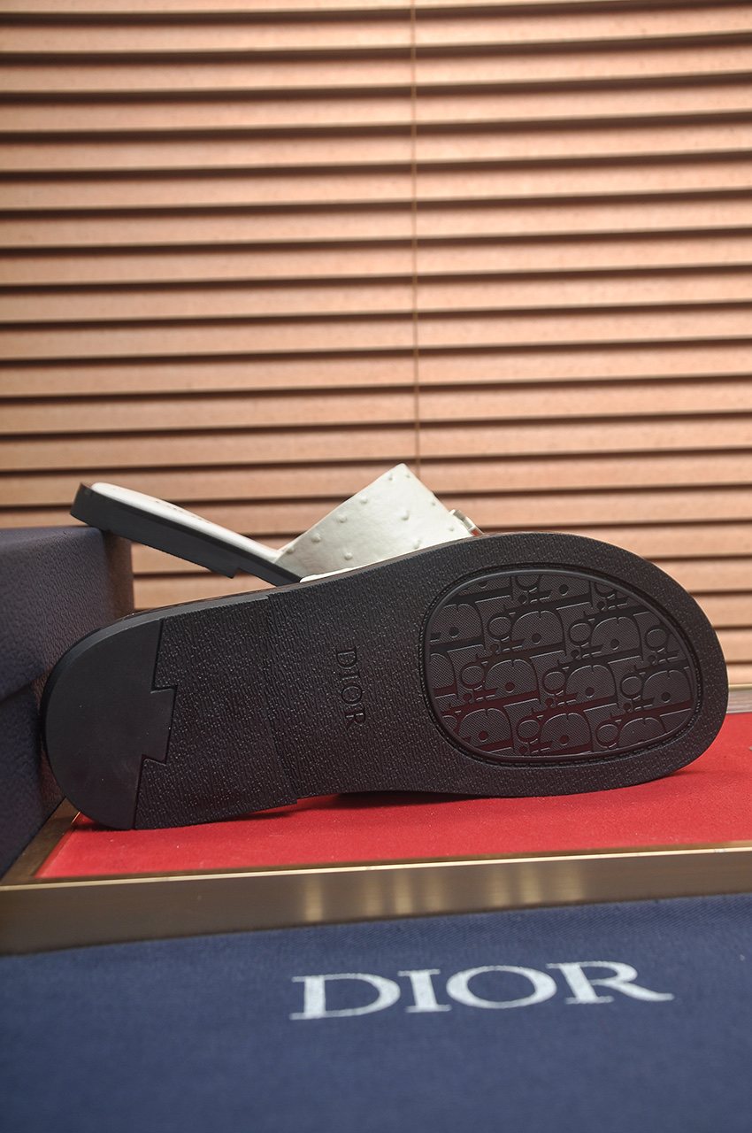 Dior White Strap Slide Sandals