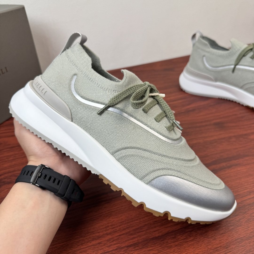 Brunello Cucinelli Men's Knit Sneakers