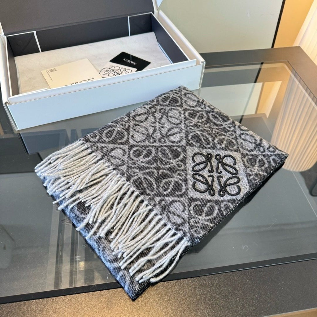 Loewe Patterned Fringed Scarf