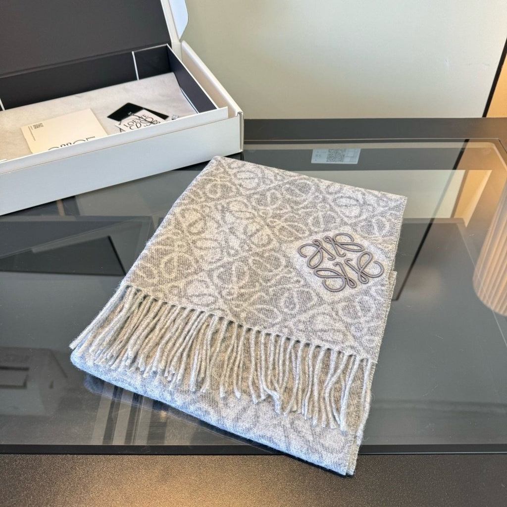 Loewe Patterned Fringed Scarf