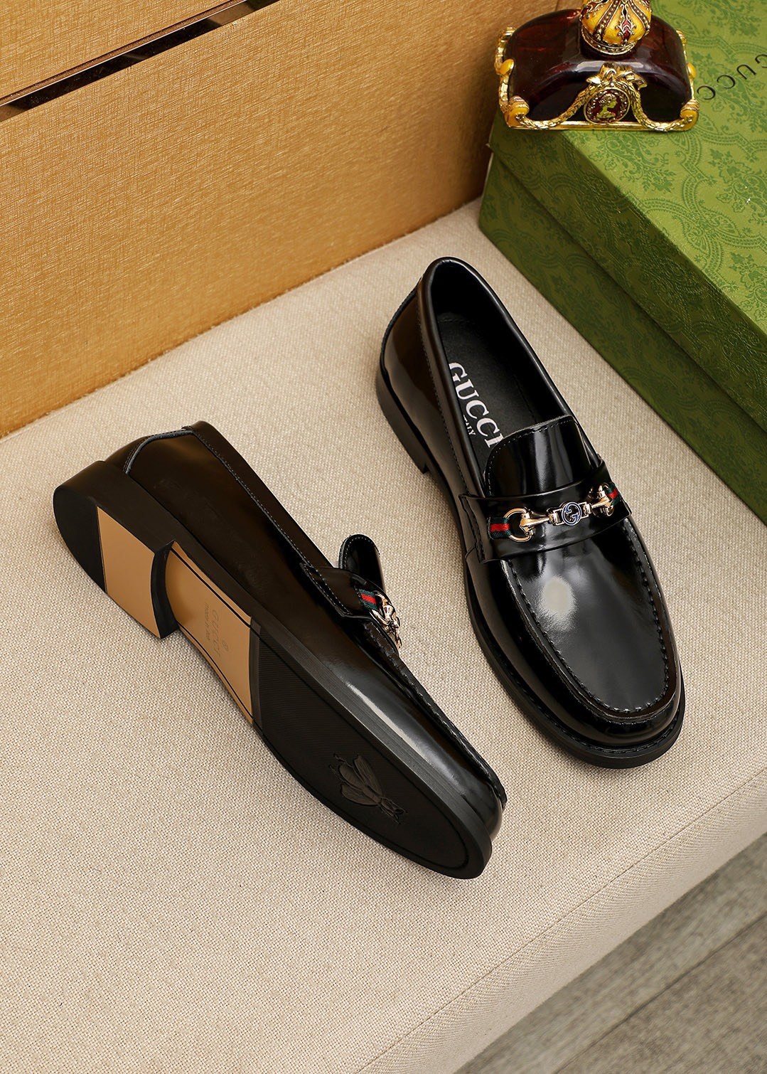 Gucci Black Metal Hardware Loafers