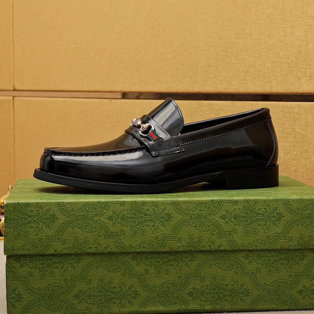 Gucci Black Metal Hardware Loafers