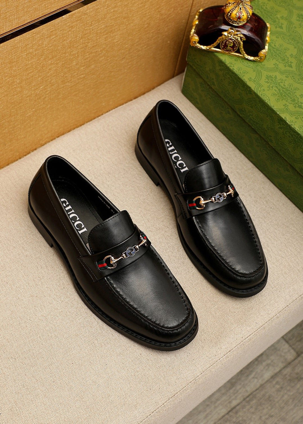 Gucci Black Metal Hardware Loafers