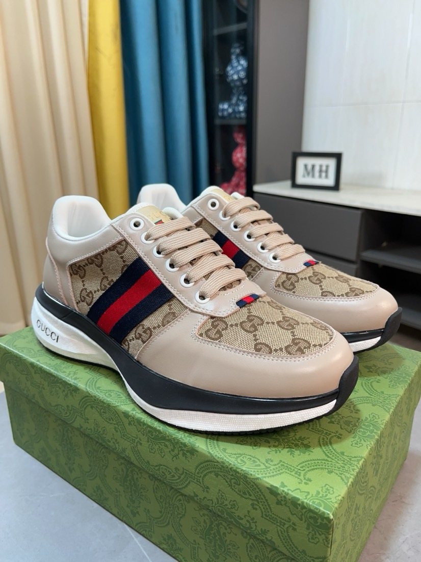 Gucci Patterned Stripe Lace-Up Sneakers