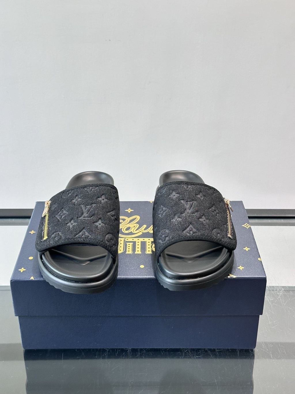 Louis Vuitton Embossed Monogram Slide Sandals