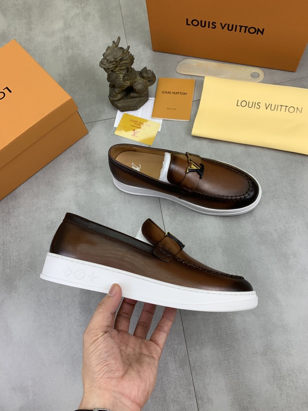 Louis Vuitton Metal Emblem Slip-On Loafers