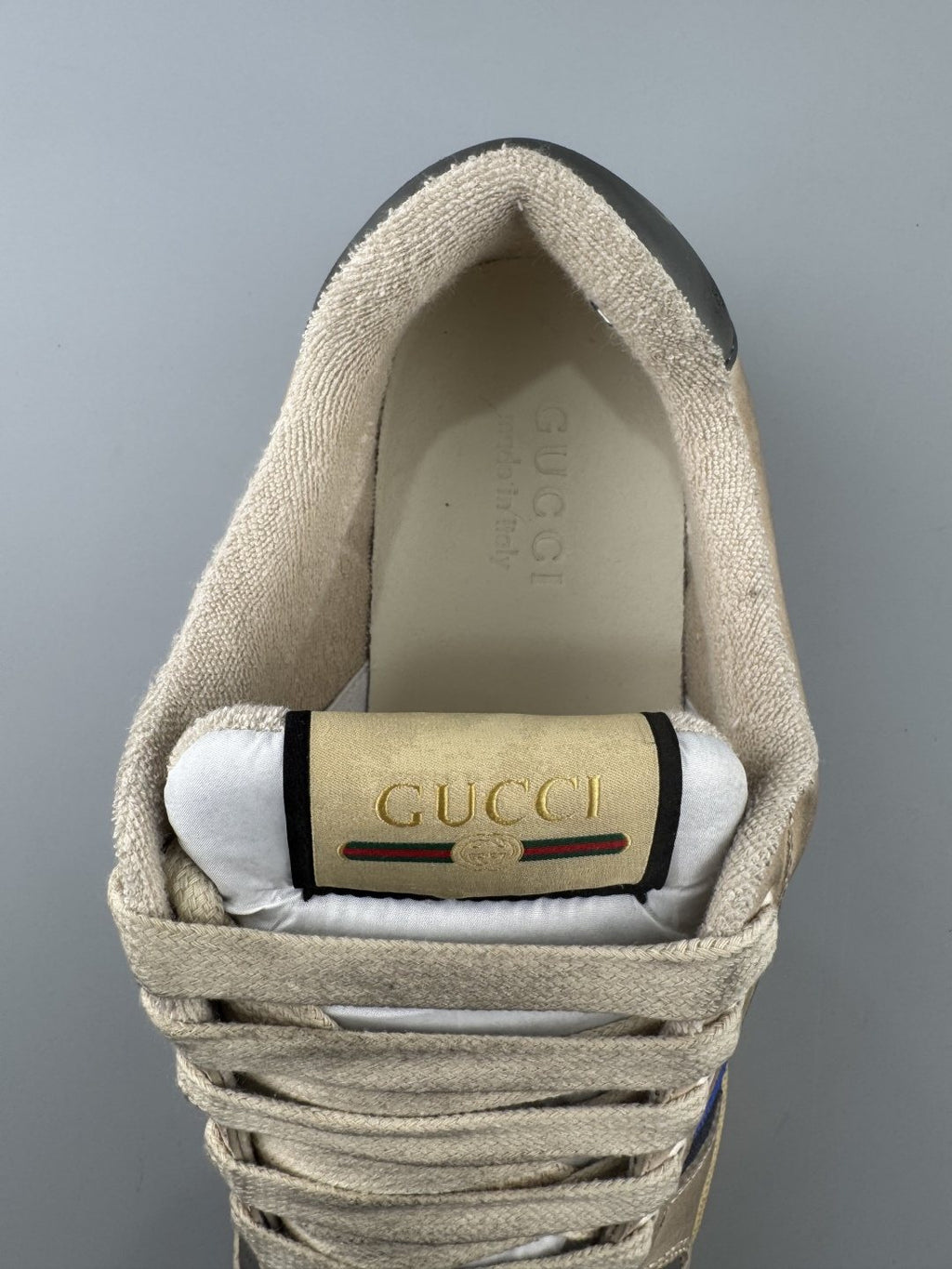 Gucci Beige Stripe Low-Top Sneakers