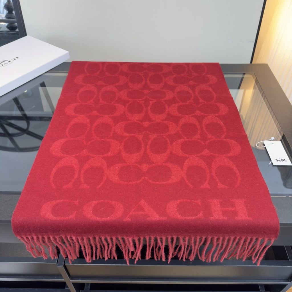 Coach Reversible Monogram Fringed Scarf