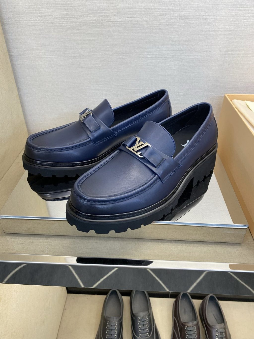 Louis Vuitton Men's Metal Logo Loafers