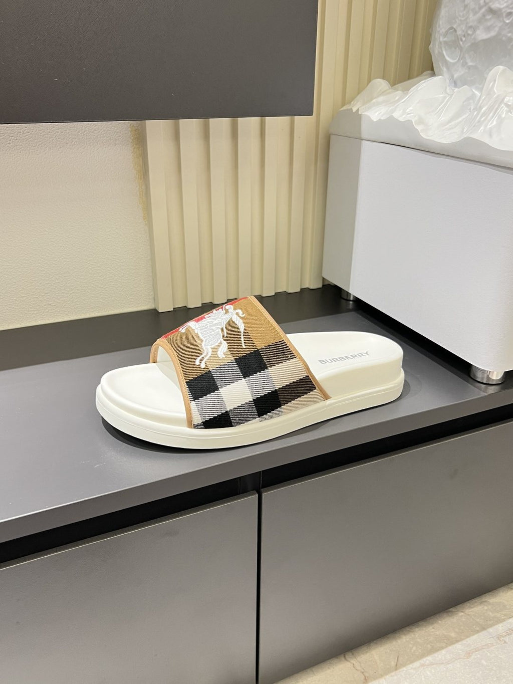 Burberry Plaid Slide Sandals