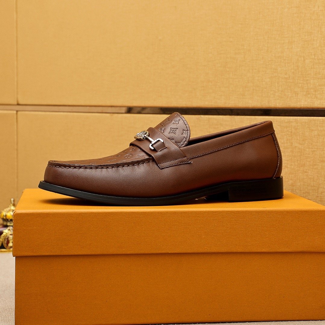 Louis Vuitton Embossed Buckle Loafers - Silver-Tone Vamp Hardware