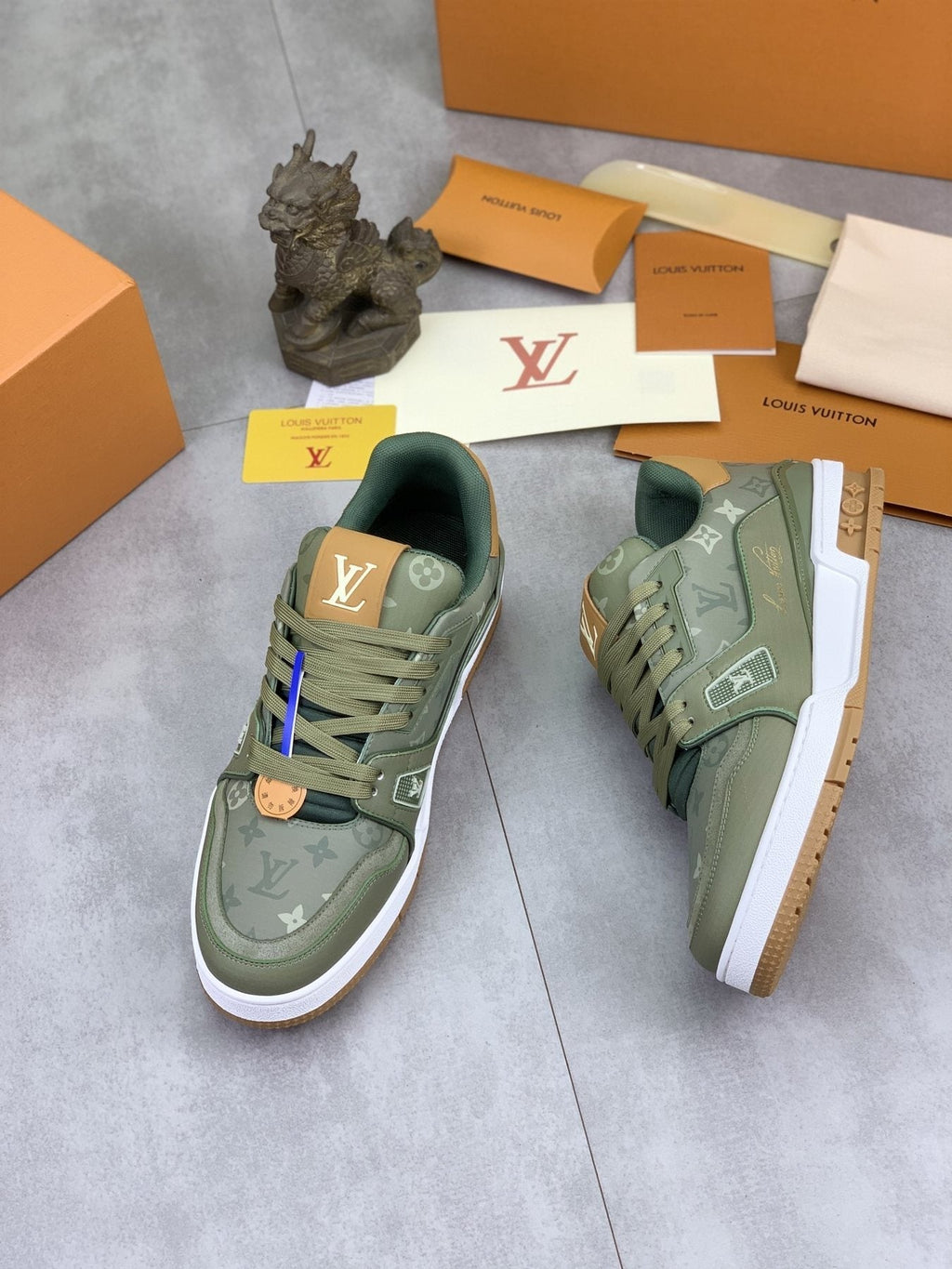 Louis Vuitton Sage Green Low-Top Sneakers