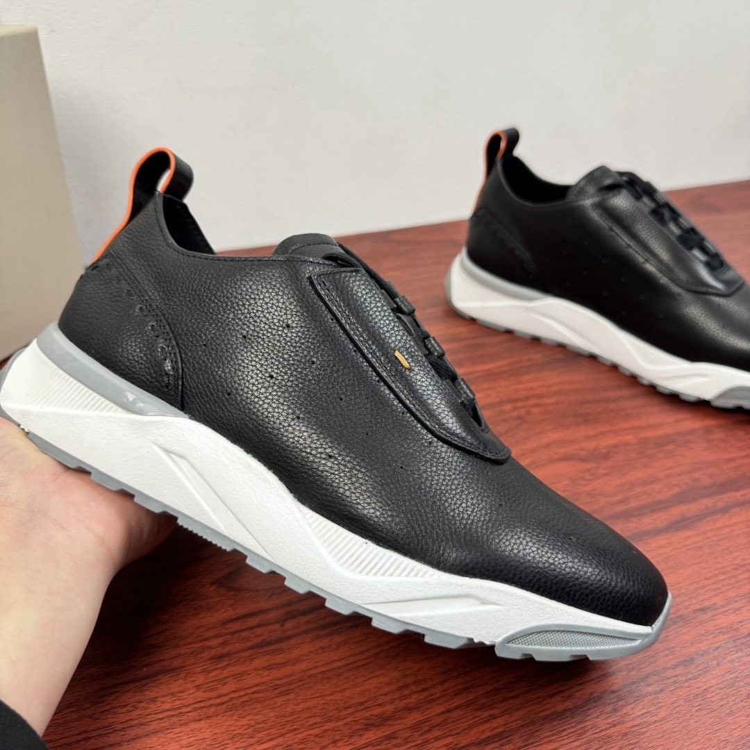 Santoni Men's Perforated Leather Low-Top Sneakers