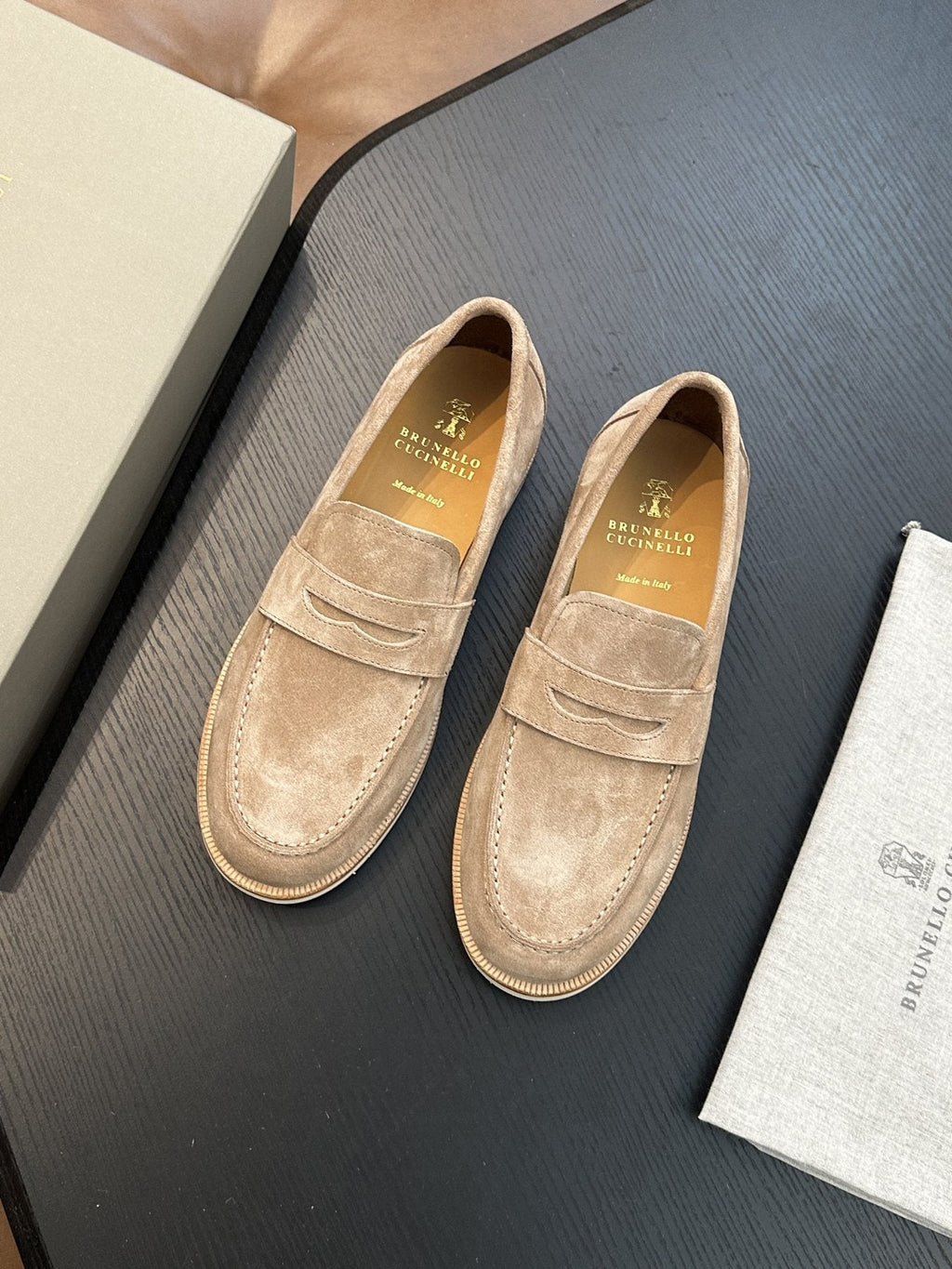 Brunello Cucinelli Suede Penny Loafers