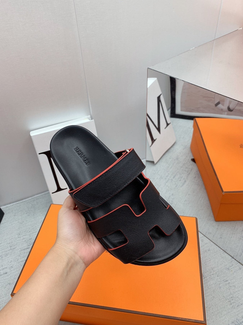 Hermès Men's H-Cutout Slide Sandals