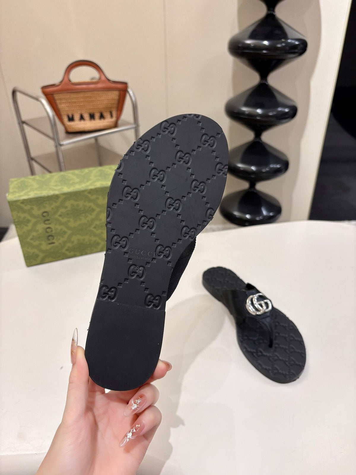 Gucci Striped Thong Sandals