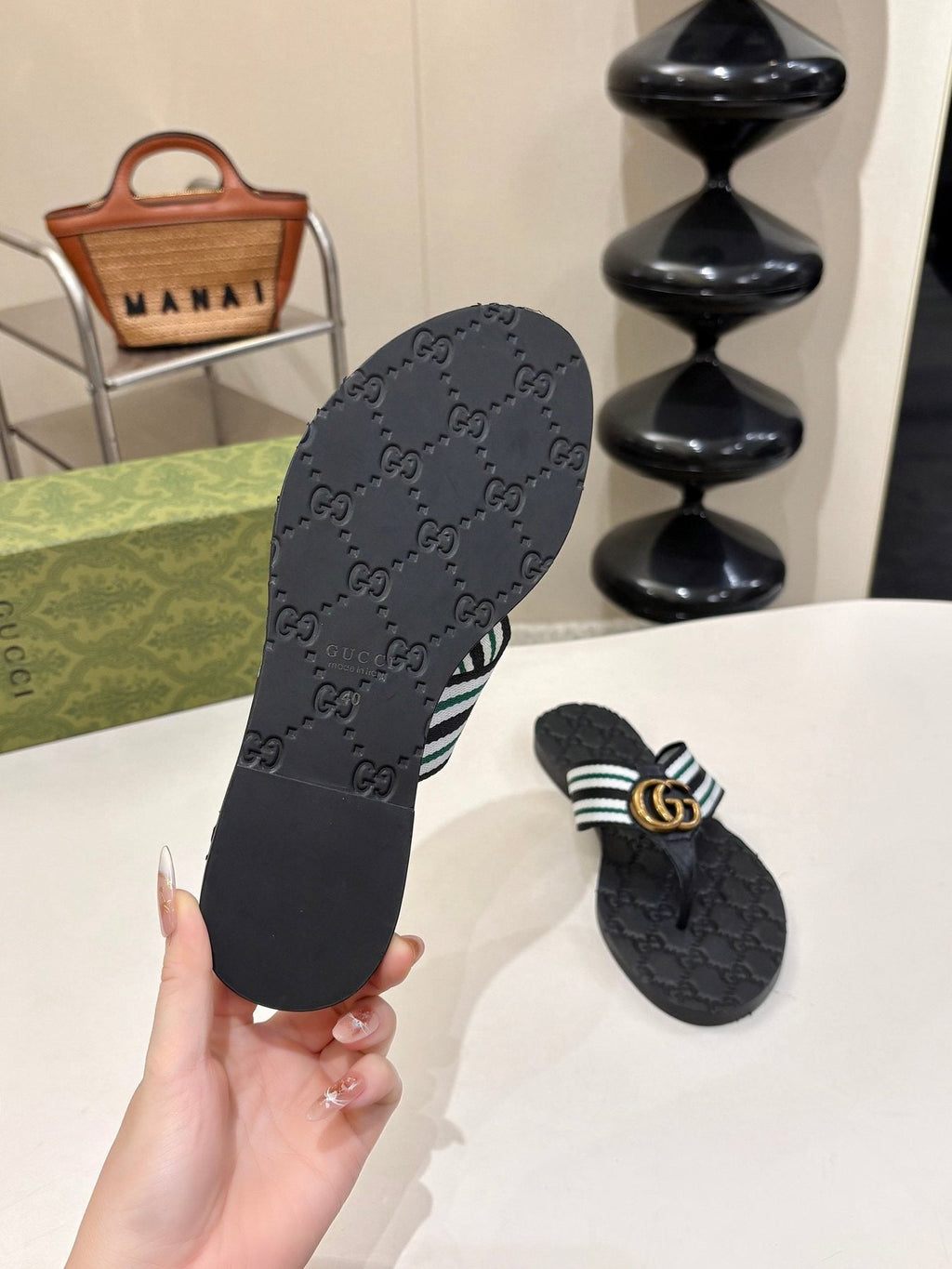 Gucci Striped Thong Sandals