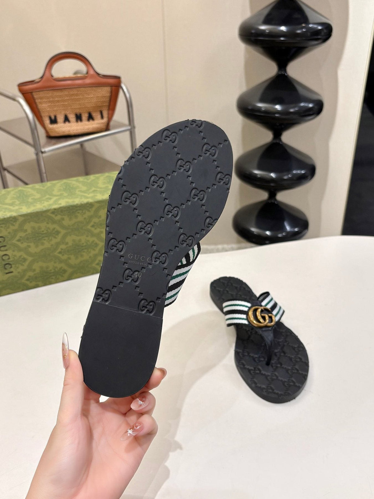 Gucci Striped Thong Sandals