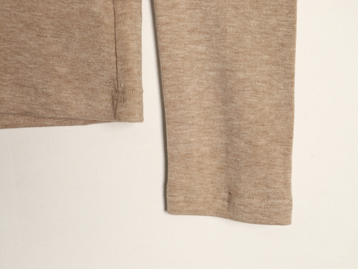 Burberry Equestrian-Detail Check Elbow-Patch Long-Sleeve Top - Light Taupe